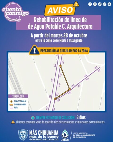 Rehabilitará JMAS Chihuahua líneas de agua potable en Leones Universidad