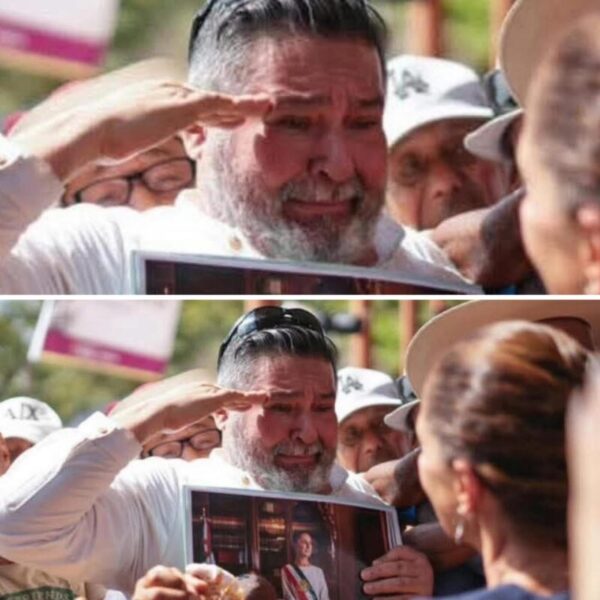 Hombre se conmueve hasta las lágrimas frente a Claudia Sheinbaum y se viraliza con su foto en mano