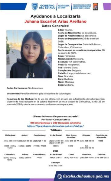 FGE busca a dos menores que salieron de albergue en Chihuahua