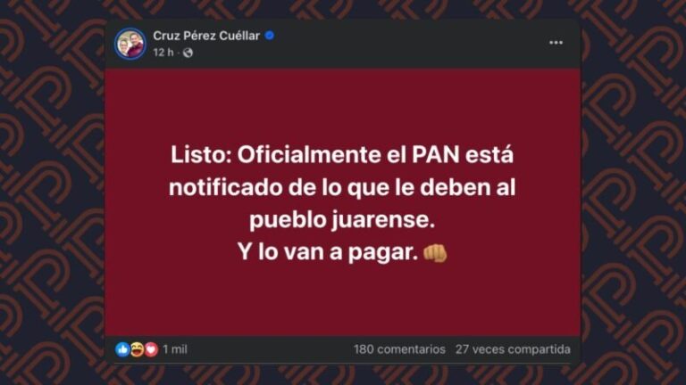 Por la noche confirma Pérez Cuellar notificación al PAN municipal de Juárez por adeudo de predial