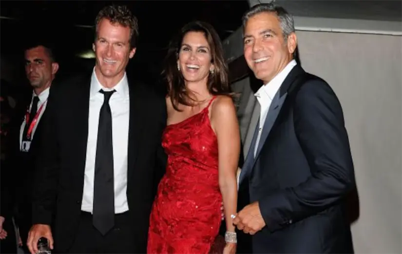 Rande Gerber (izquierda), Cindy Crawford y George Clooney (derecha). Foto: cortesía.