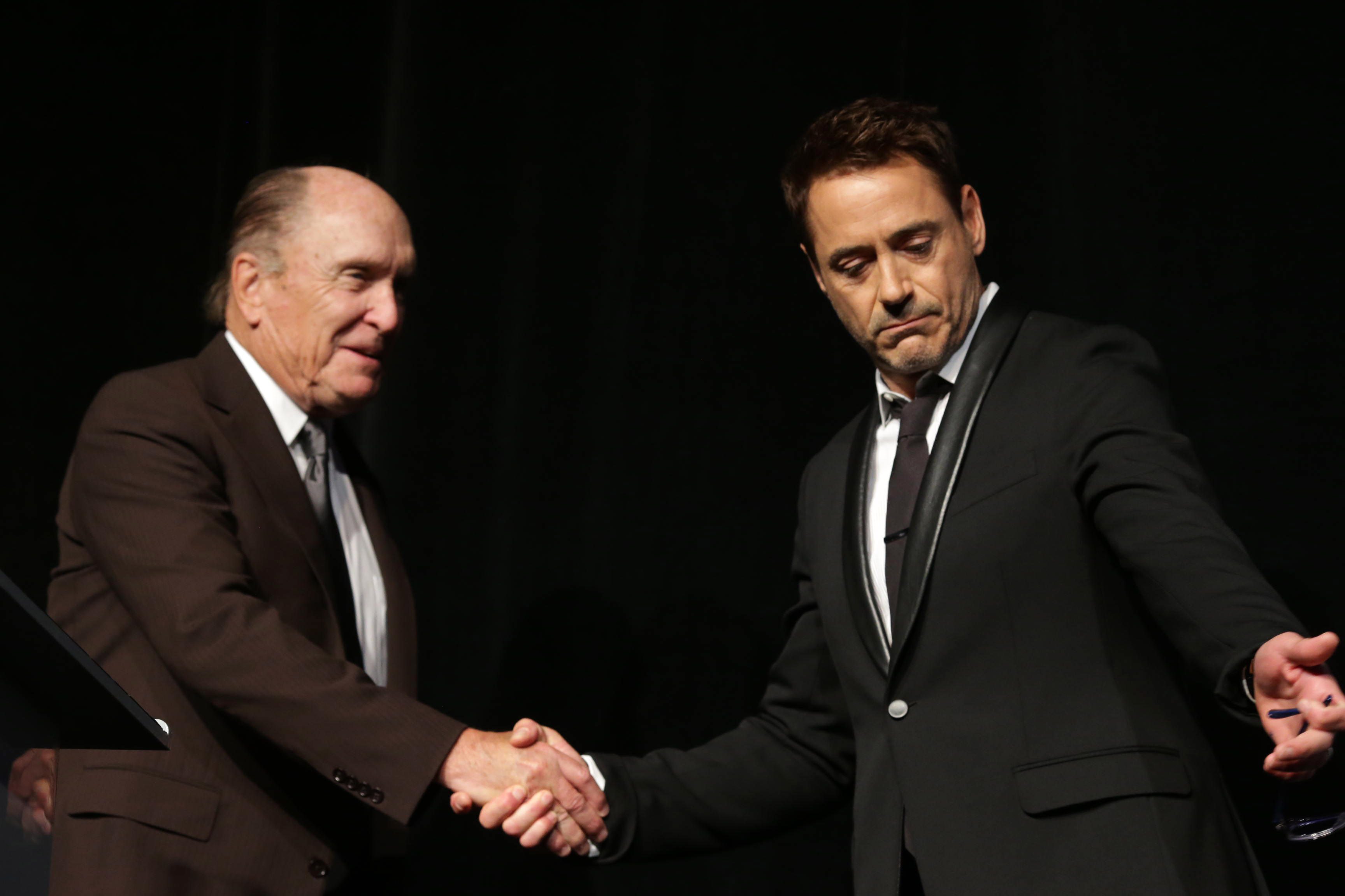 Robert Duvall and Robert Downey Jr. seen at Warner Bros.' 'The Judge' Gala Presentation at 2014 TIFF on Thursday, September 4, 2014, in Toronto. (Photo by Eric Charbonneau/Invision for Warner Bros./AP Images)