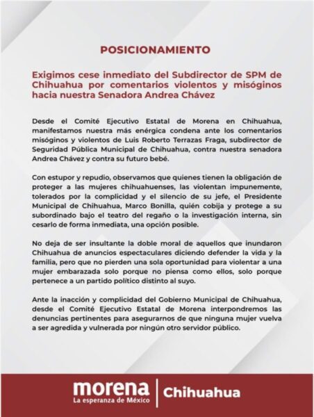 Exige Morena destitución del “Tomatito” por misógino