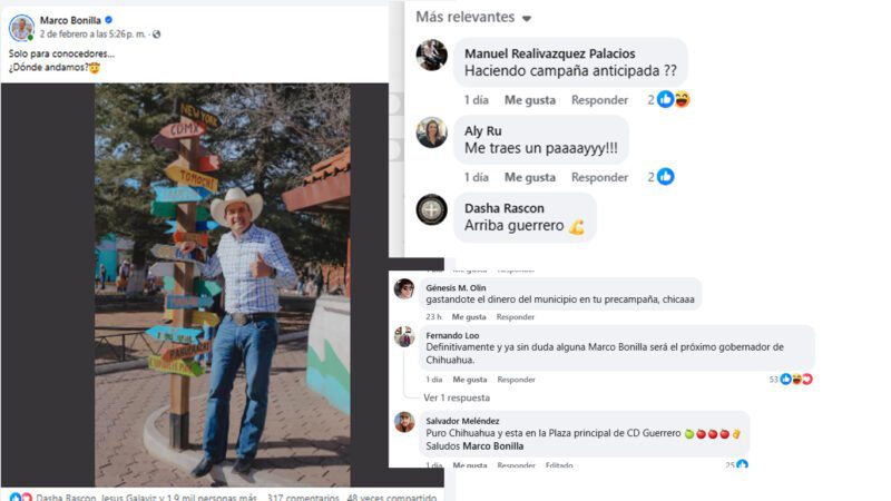 Comentan chihuahuenses en redes actos anticipados de campaña de Bonilla
