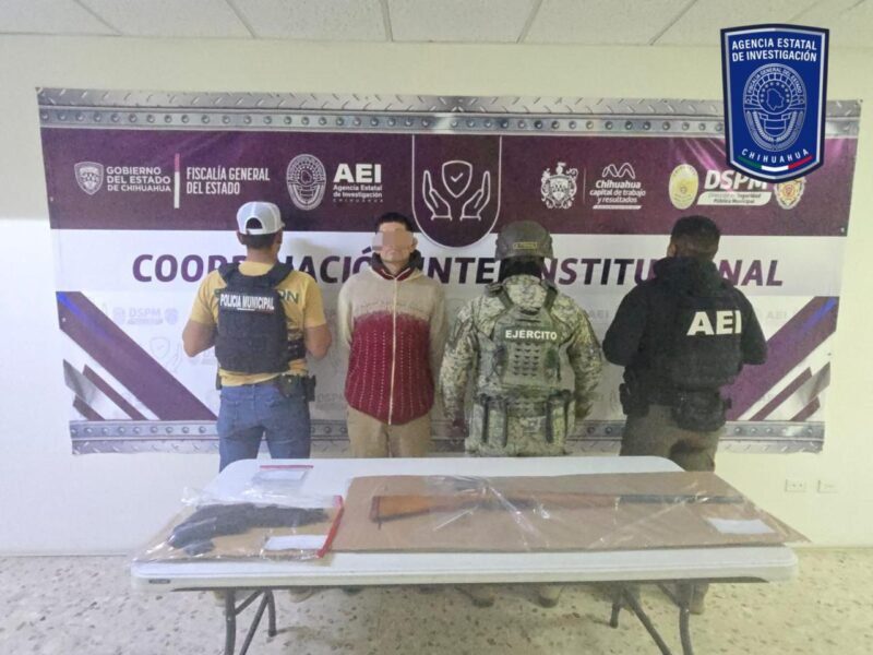Detienen en flagrancia a masculino con narcóticos y armas