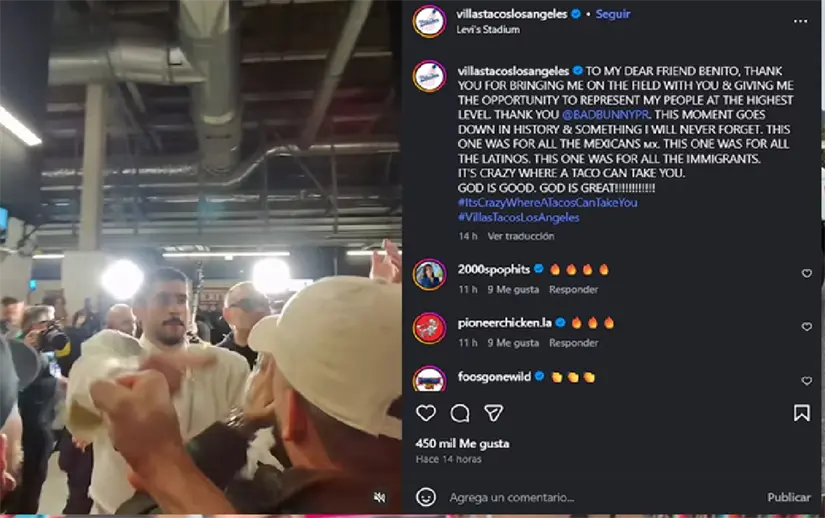 Bad Bunny llevó a un taquero mexicano al Super Bowl y este es su mensaje