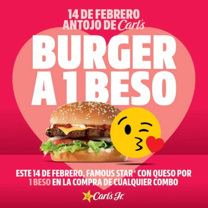 Cómo conseguir hamburguesas gratis en Carl’s Jr. este 14 de febrero. Foto: Cortesía
