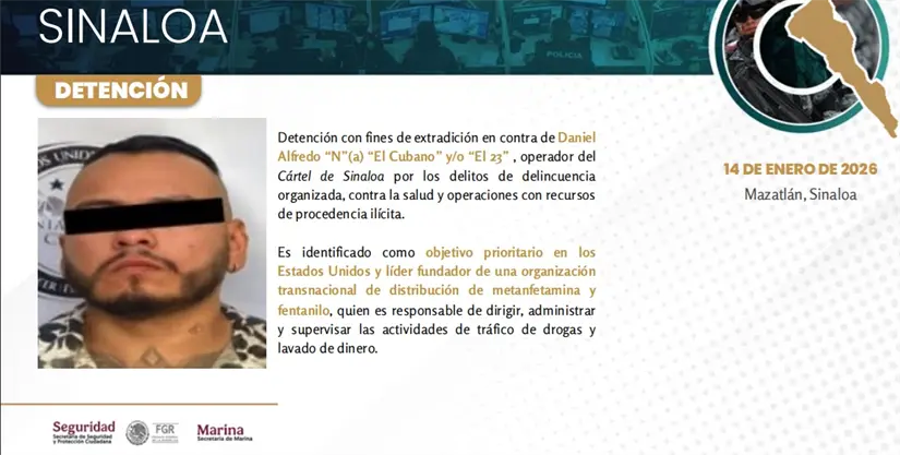 Detención de El Cubano en Mazatlán, Sinaloa.