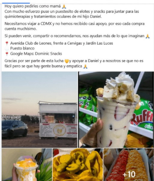 Mamá de Daniel abre puesto de elotes y snacks para costear quimioterapias y tratamientos oculares: “Cada compra cuenta”