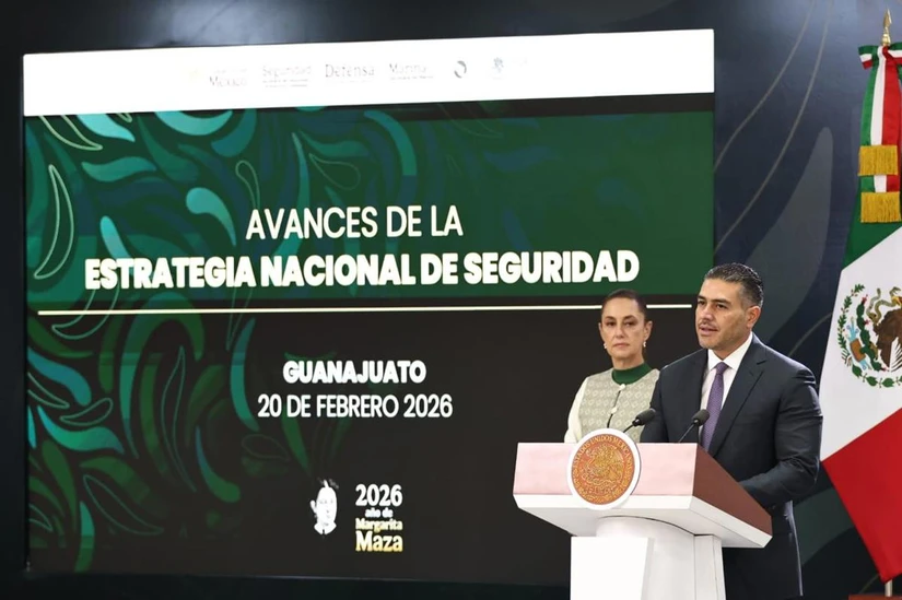 Omar García Harfuch durante la conferencia de prensa La Mañanera.