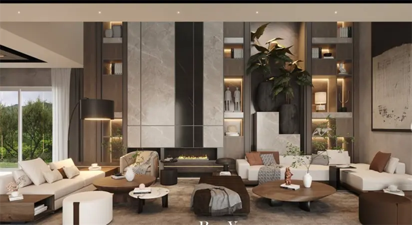 Sala principal de la casa de 'Poncho' de Nigris y Marcela Mistral. Foto: