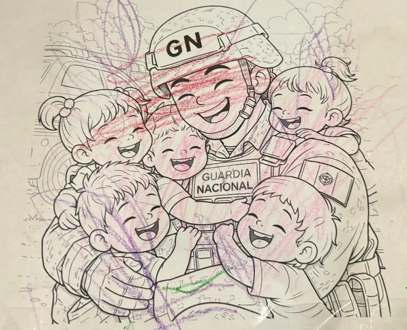 Uno de los dibujos coloreados por los niños. Foto: Cortesía