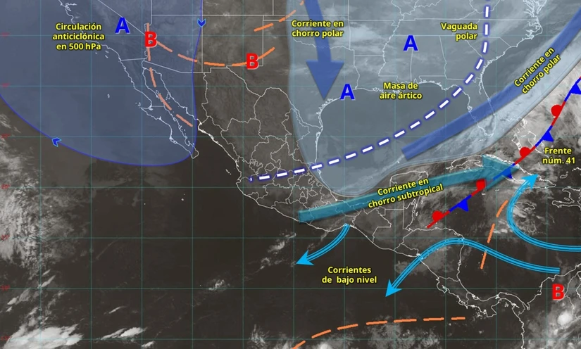Una circulación anticiclónica mantendrá un ambiente seco y caluroso en la península de Baja California. Imagen: Conagua