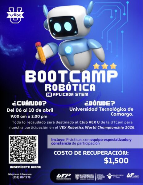 Universidad Tecnológica de Camargo convoca a Bootcamp de Robótica para niñas, niños y jóvenes