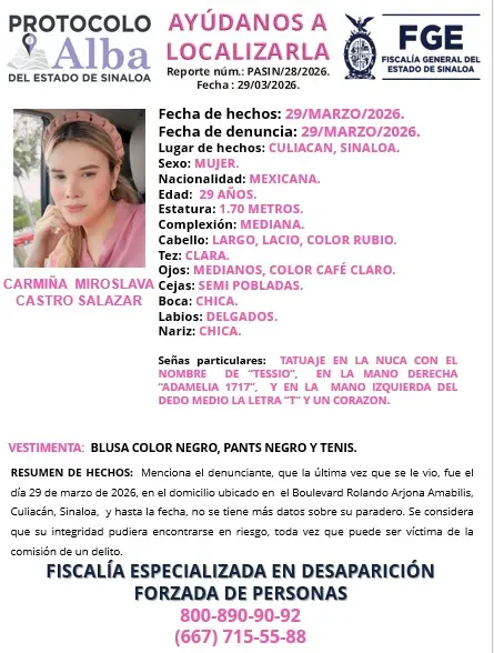 Buscan a Carmina Miroslava Castro Salazar, joven repostera y creadora de contenido desaparecida en Culiacán