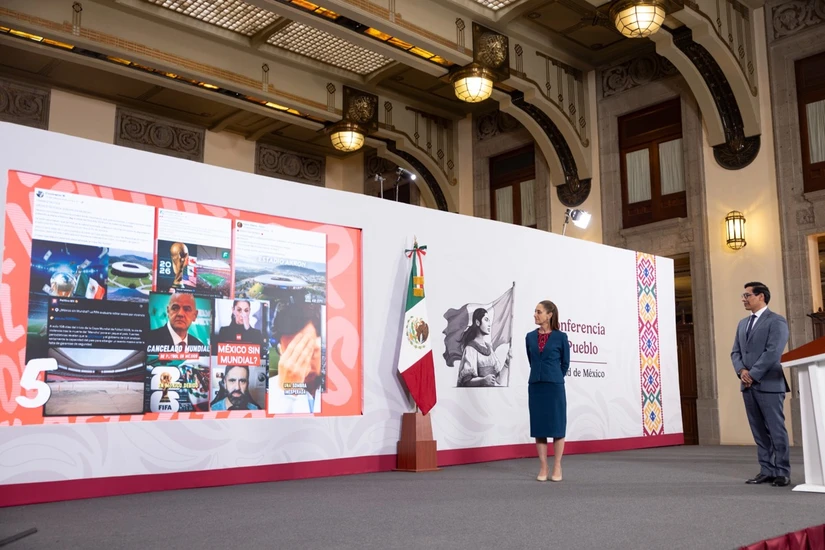 Claudia Sheinbaum, presidenta de México, durante La Mañanera de este miércoles.