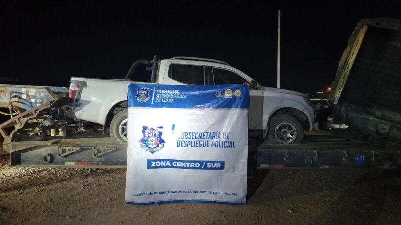 Aseguran cinco vehículos tras operativo en Aldama