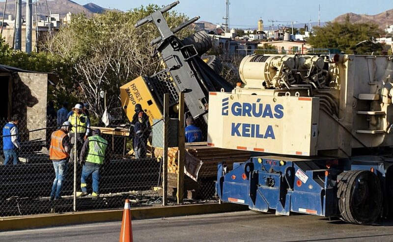 Accidente con grúa en las obras de la gaza de Peri y canal