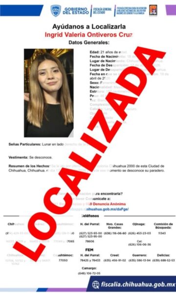 Localiza FEM a dos mujeres reportadas como ausentes en la ciudad de Chihuahua