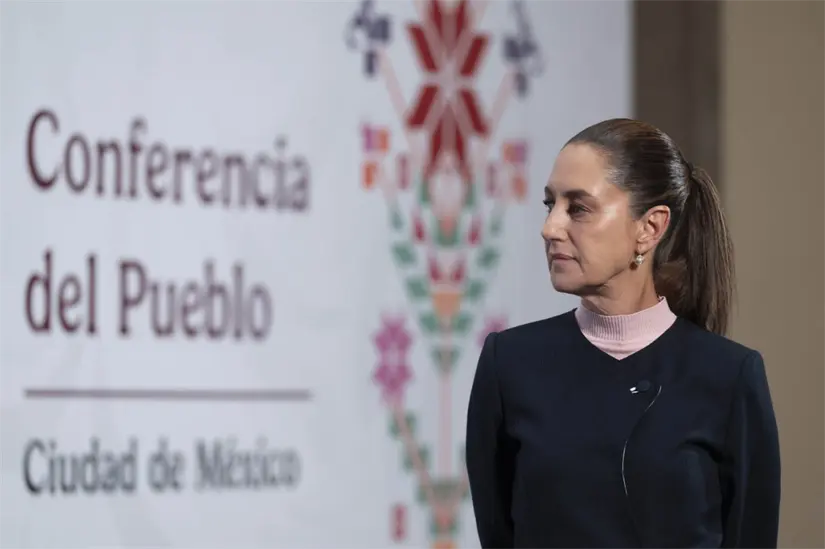 Cada mañana, Sheinbaum imparte su conferencia matutina desde Palacio Nacional. Foto: Cortesía
