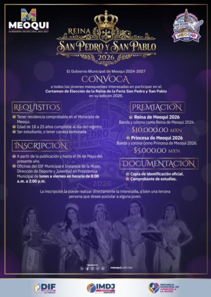 Abren convocatoria para la nueva Reina de la Feria San Pedro y San Pablo 2026