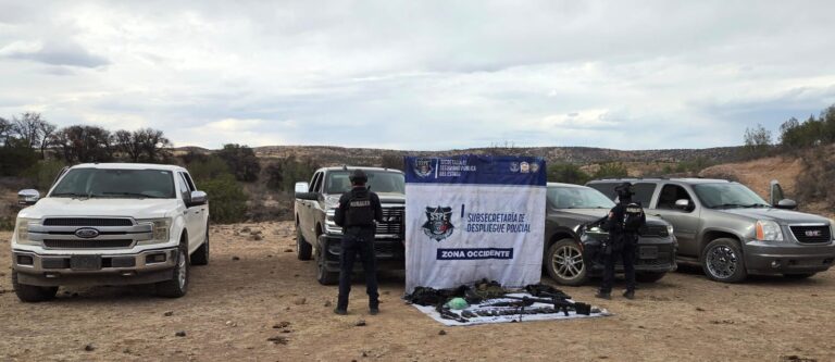 Asegura SSPE arsenal y vehículos tras enfrentamiento