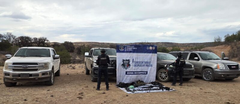 Asegura SSPE arsenal y vehículos tras enfrentamiento