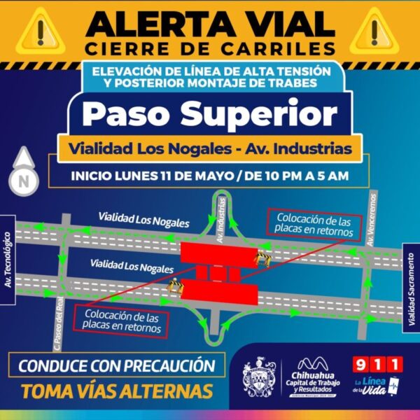 Cambiarán circulación en el cruce entre Nogales e Industrias por construcción del paso superior