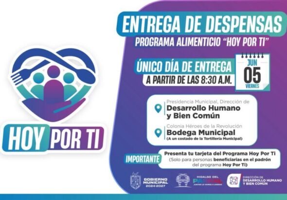 Anuncia Gobierno de Parral entrega de despensas del programa alimentario “Hoy Por Ti”