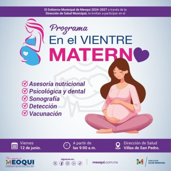 Este viernes atención a mujeres embarazadas en jornada del programa “En el Vientre Materno”