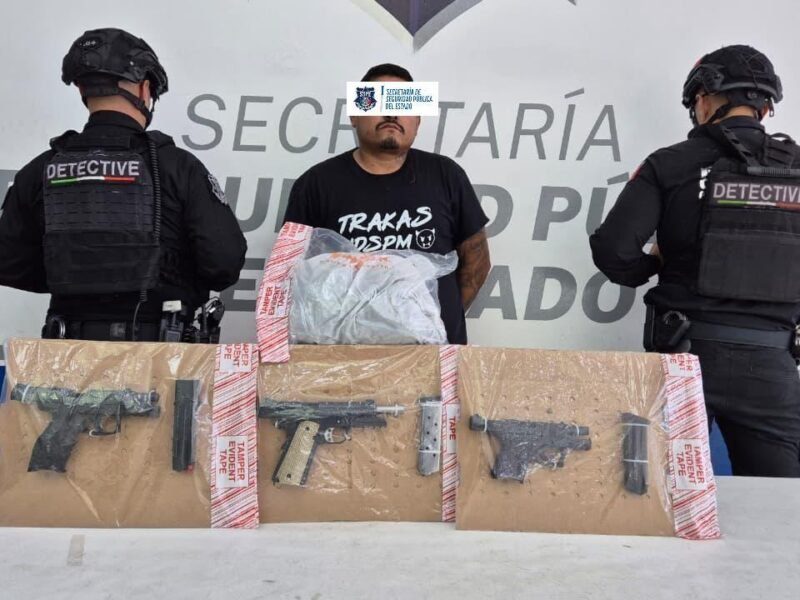 etiene SSPE en Ciudad Juárez a presunto integrante de grupo delictivo; aseguran armas y droga