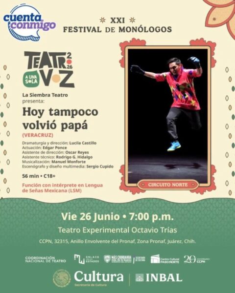 Festival de Monólogos llegará a Ciudad Juárez con funciones gratuitas