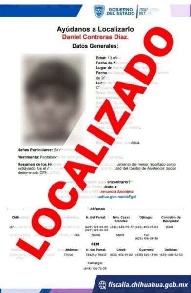 Localiza Fiscalía a dos adolescentes reportados como ausentes en Chihuahua