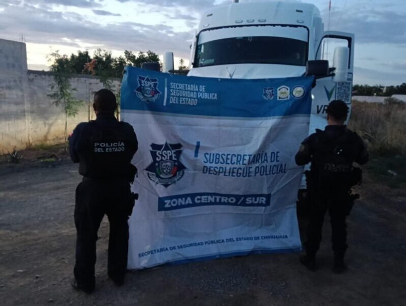 Recuperan tractocamión robado con combustible tras operativo de la SSPE en Chihuahua