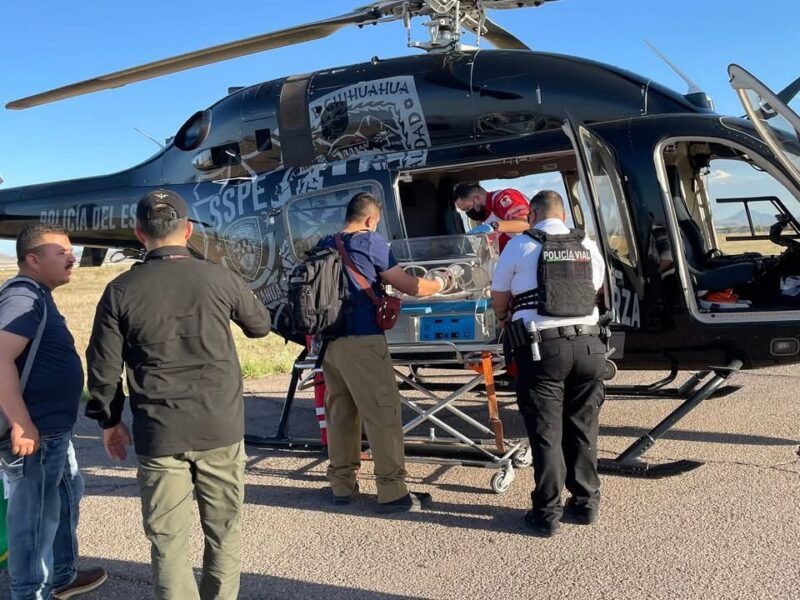 Trasladan en helicóptero a recién nacida a Ciudad Juárez